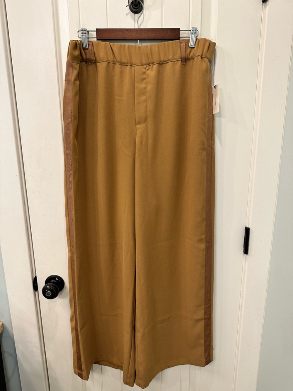 NWT Anthropologie Wide Leg Side Stripe Trousers Mustard Large - Boho Chic